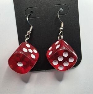 Red Dice Earrings Handmade Hypoallergenic‎ Inspired by Husk Hazbin Hotel